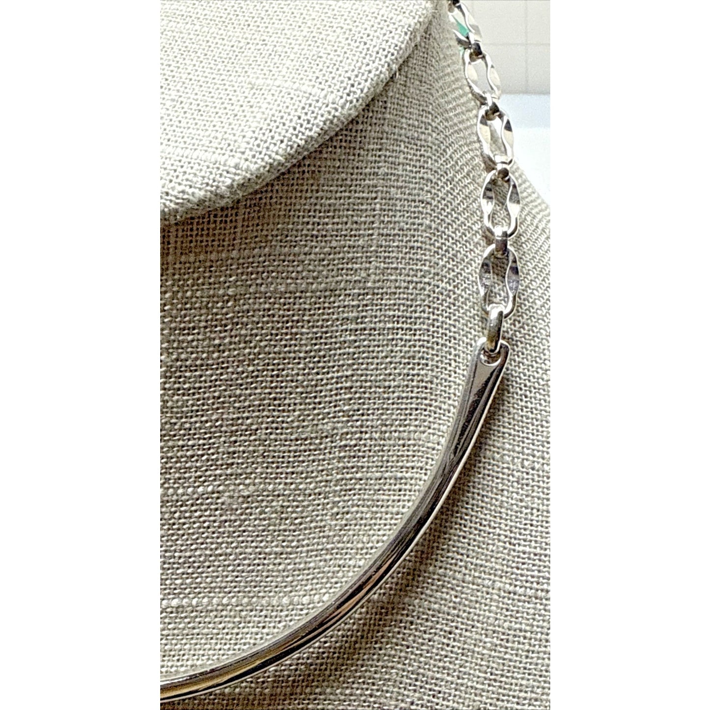 Vintage Napier Modernist Silver Tone Twisted Collar Necklace
