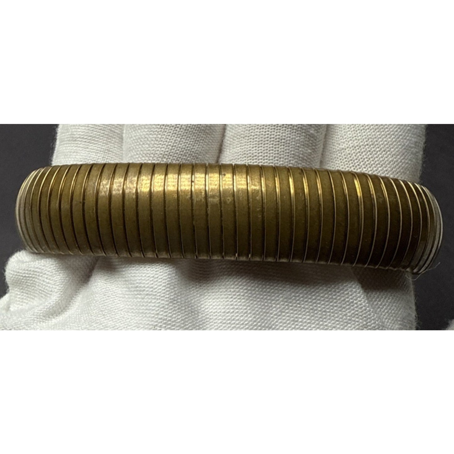 Vintage Flex Omega Brass Gold Tone Bangle Tubogas Stretch Bracelet