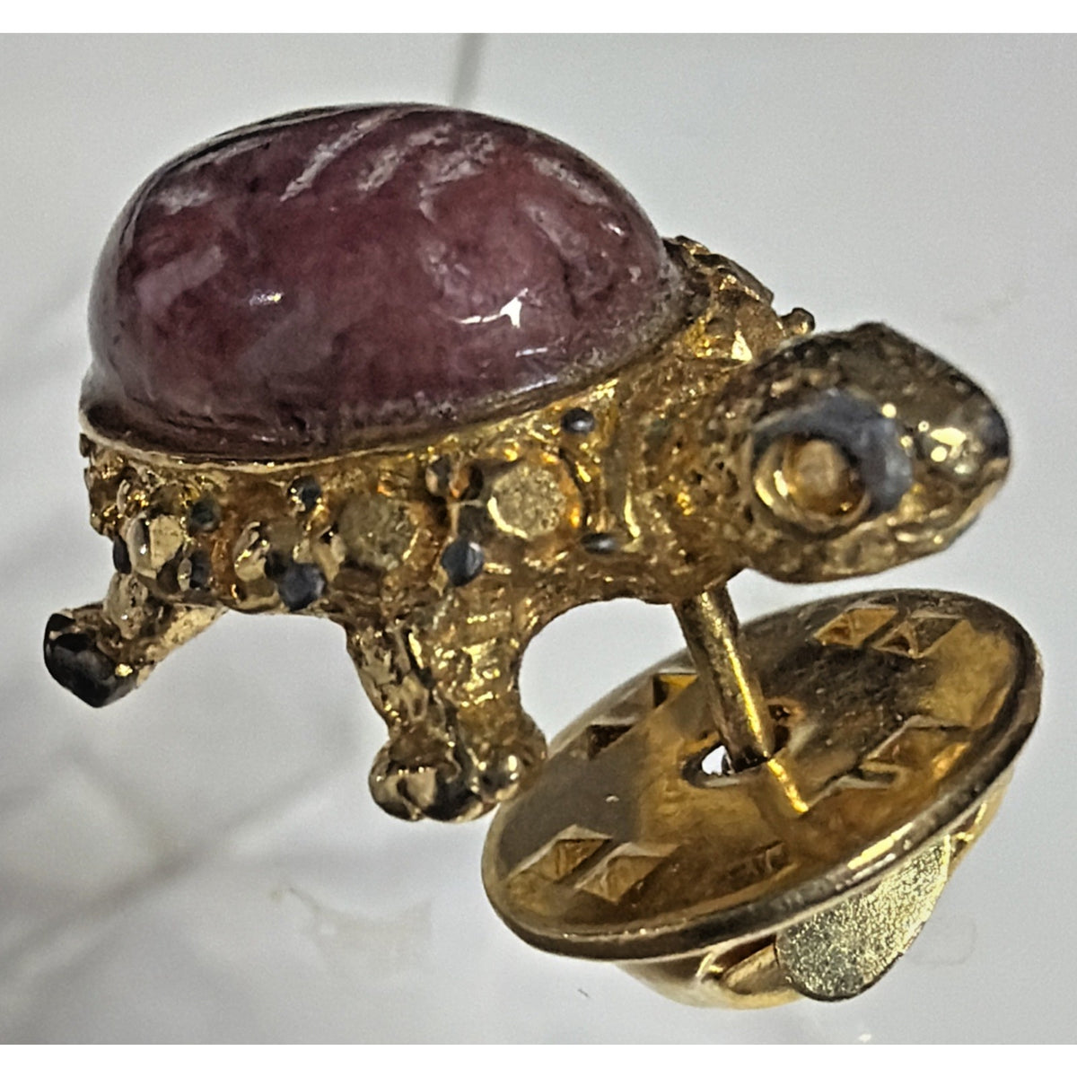Vintage Turtle Pin Scarab Carved Egyptian As Is