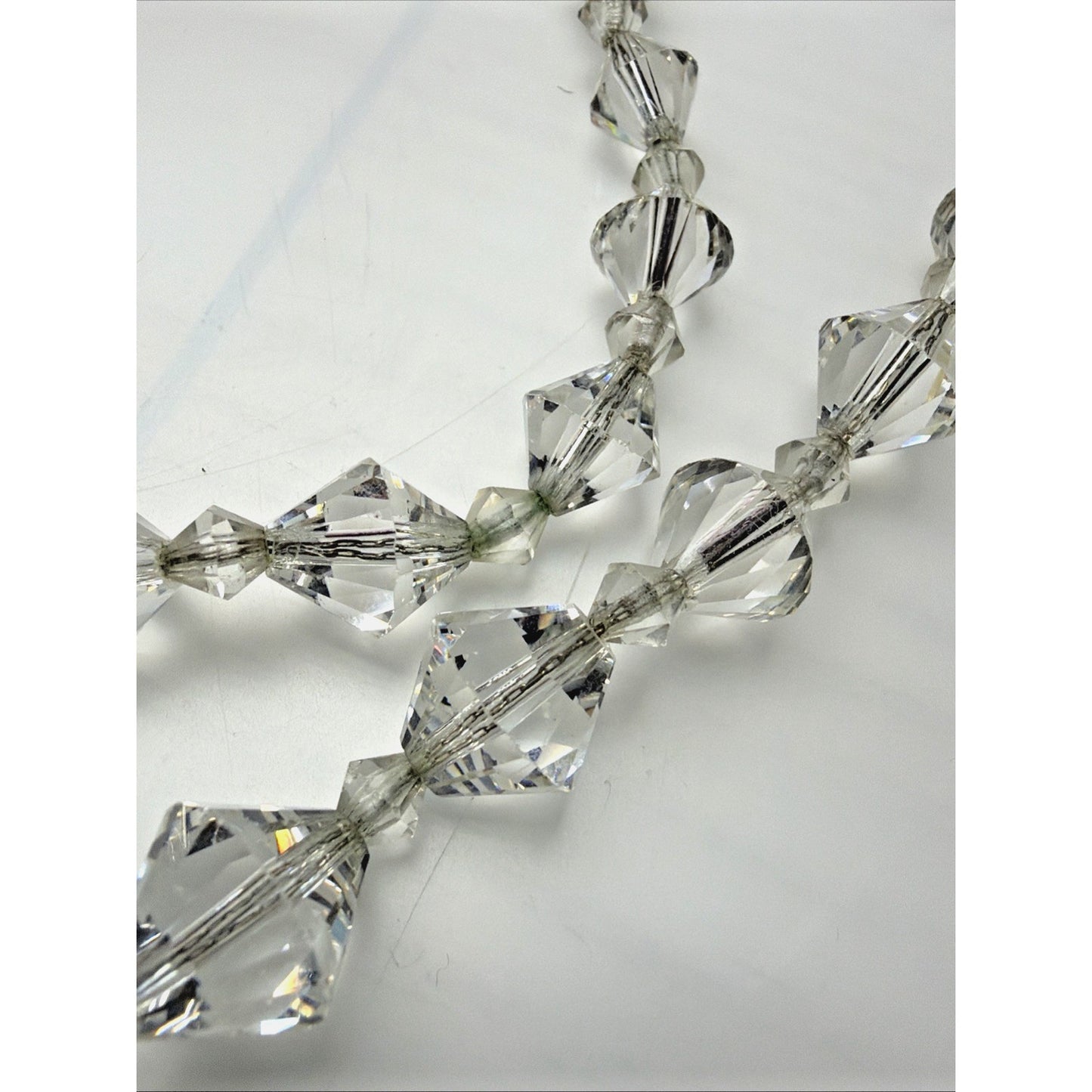 Art Deco La Tausca Jewelry Box Rock Crystal Faceted Necklace As Is Read Descript