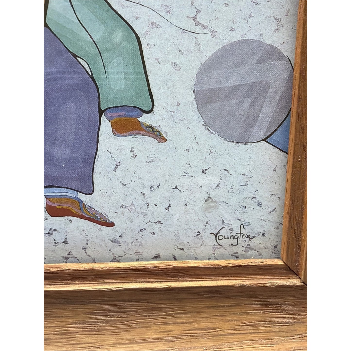 Vtg Cecil Youngfox Canadian Native Art Snow Singers Signed Wood Frame As Is