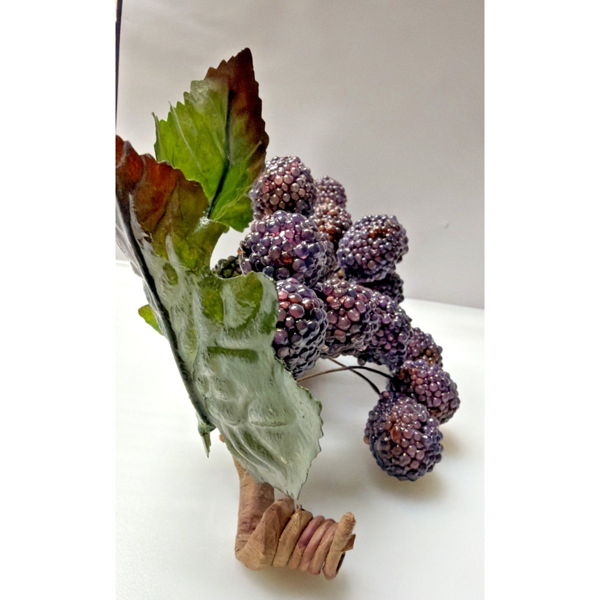 MCM Grape Cluster Glass Beaded Stem Leaves Fruit Purple As Is