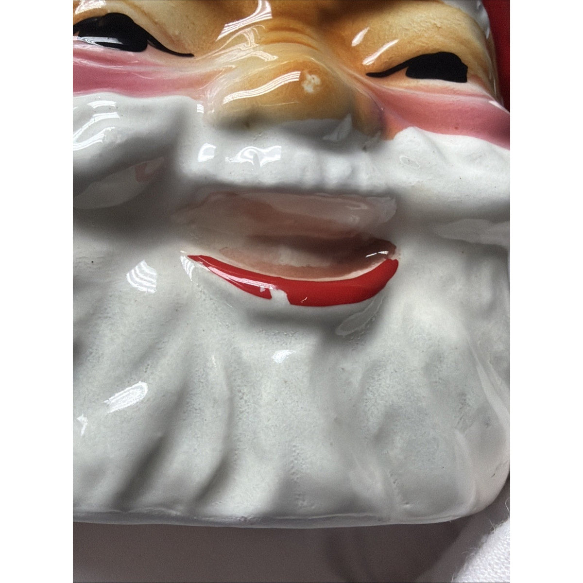 Vintage Lot of 4 Hand Painted Santa Porcelain Ceramic Mugs Double Sided As Is