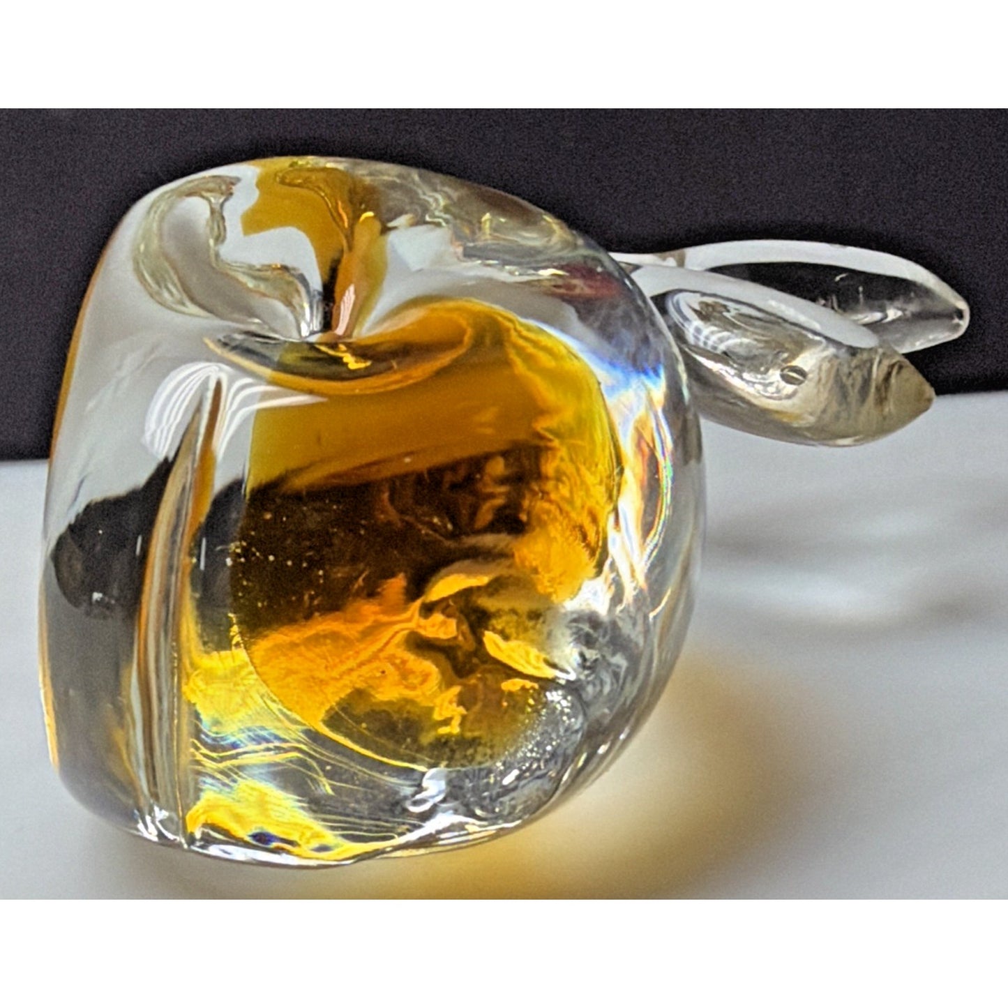 Vintage Pilgrim Art Glass Handblown Cased Amber Clear Whale #954 As Is