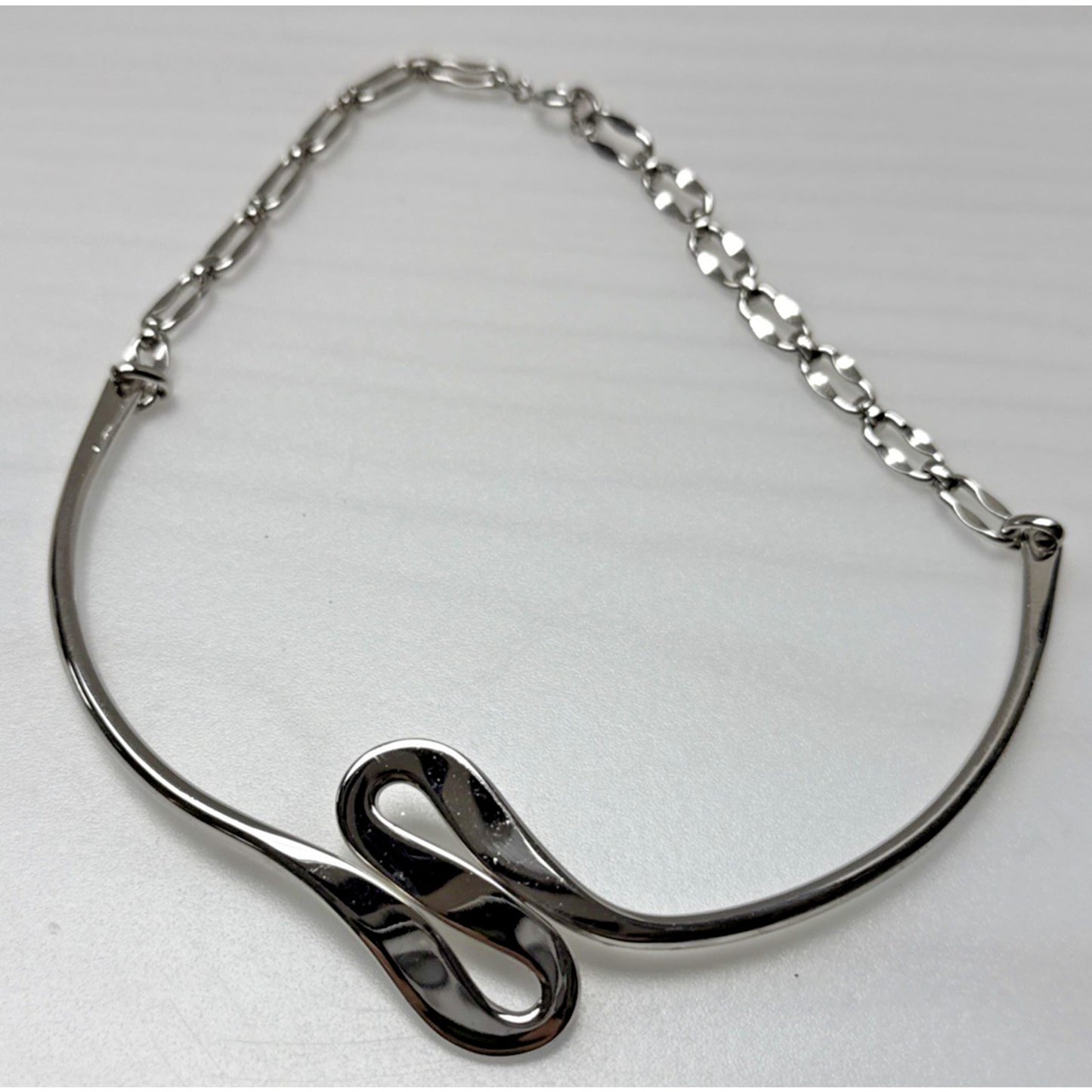 Vintage Napier Modernist Silver Tone Twisted Collar Necklace