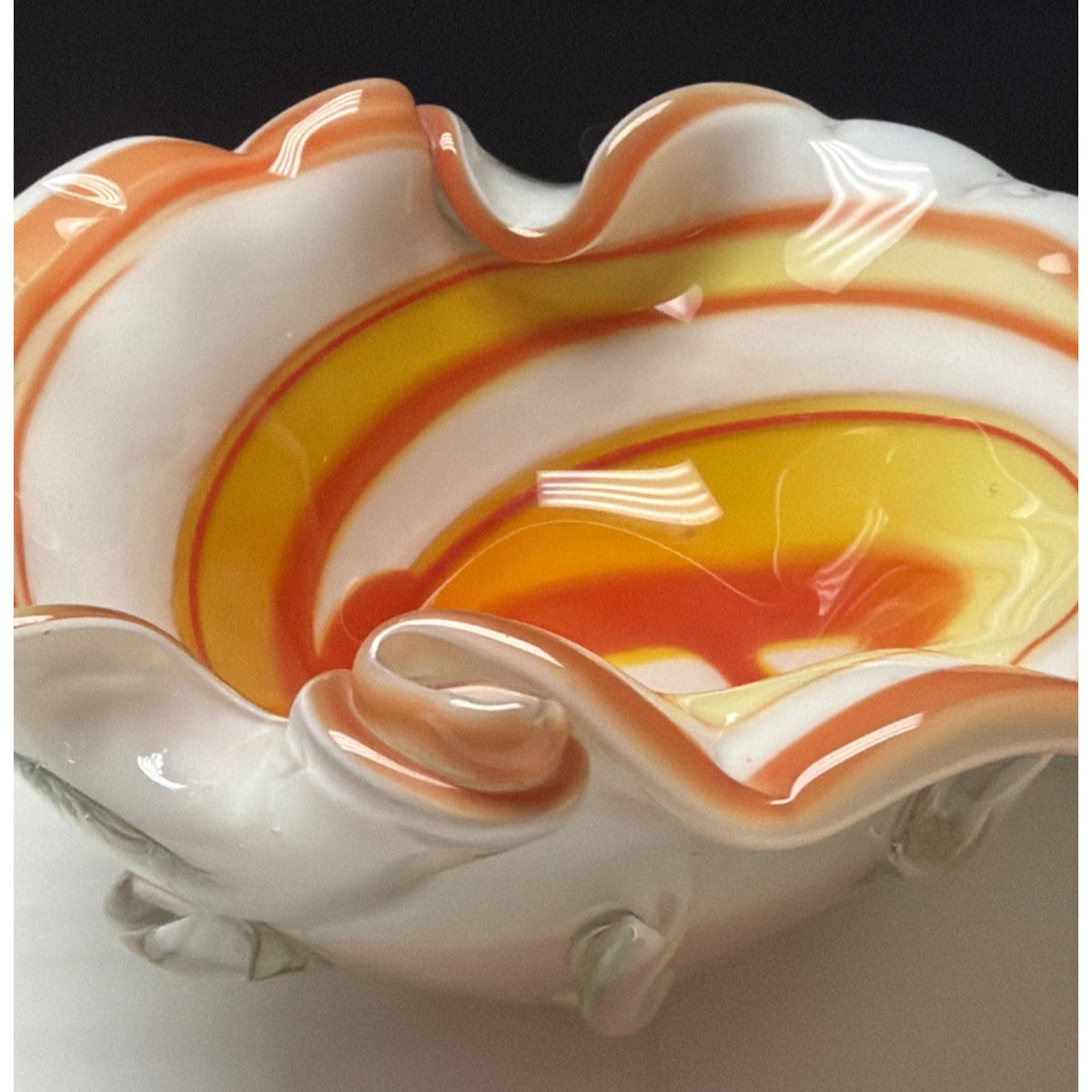 MCM Murano Art Glass Bowl Ashtray Abstract Freeform Cased Sommerso
