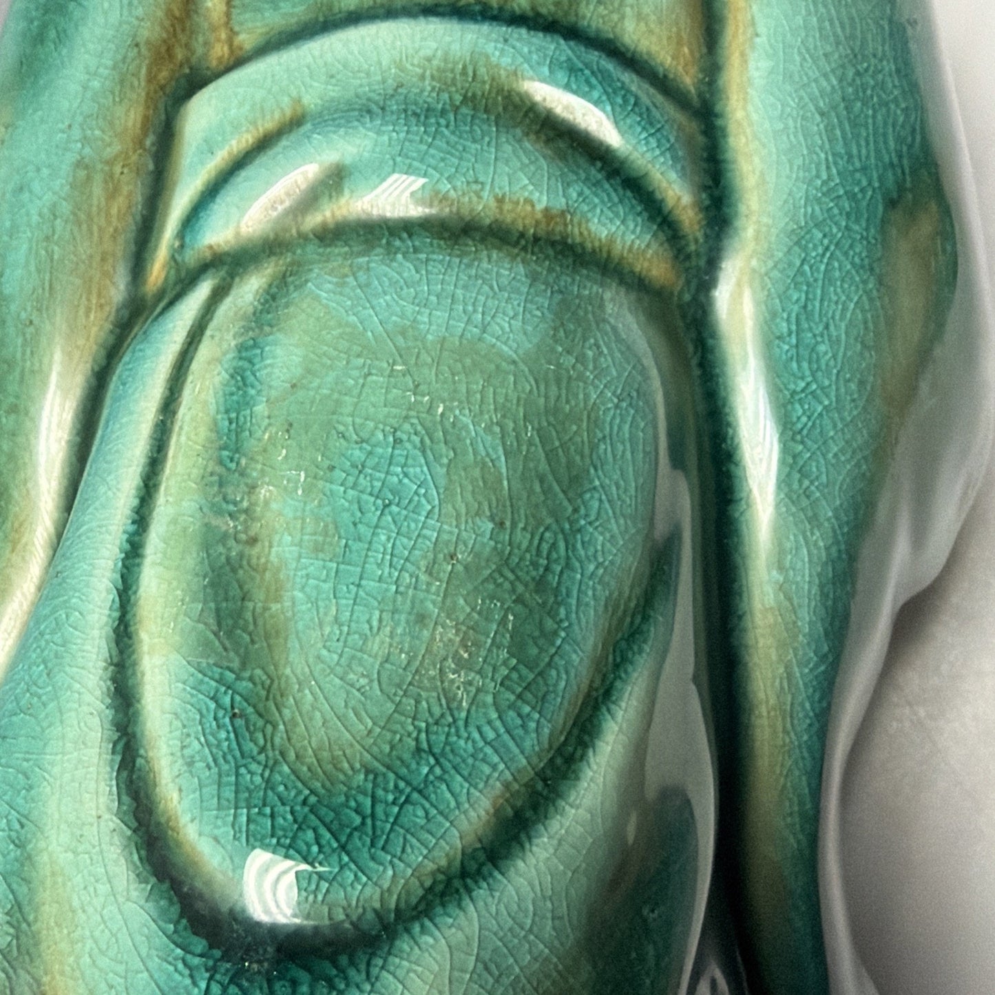 Shiwan Mudman Pottery Chinese Celadon Glazed Woman Sculpture Pitcher Bow