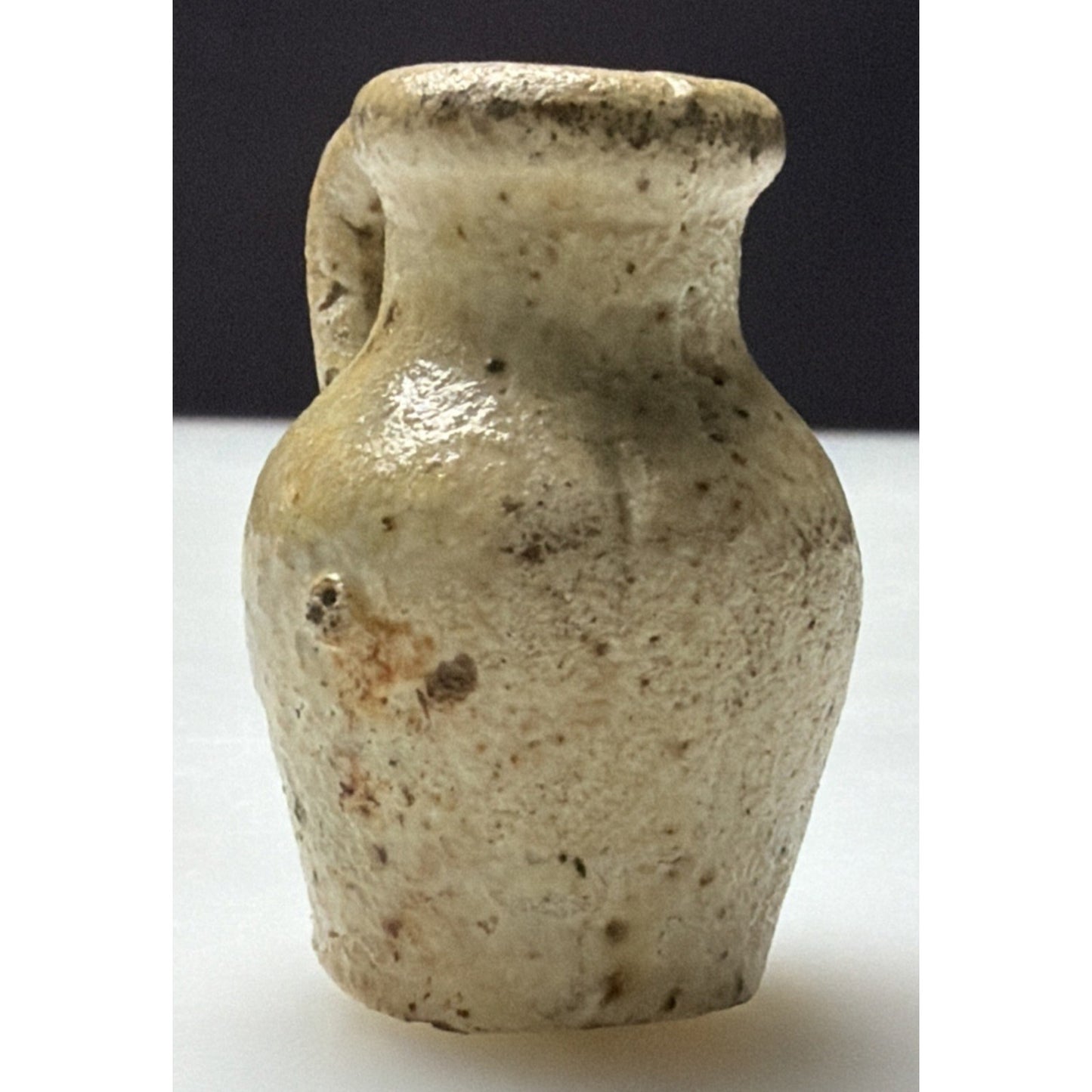Antique Primitive Miniature Pottery Jug Handled Pitcher As Is