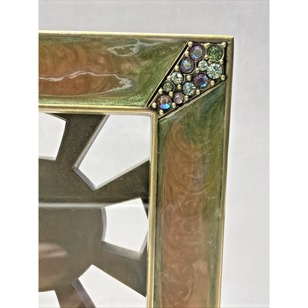Jay Strongwater Leland Pave Corner Picture Frame Frame Swarovski Crystal Enamel