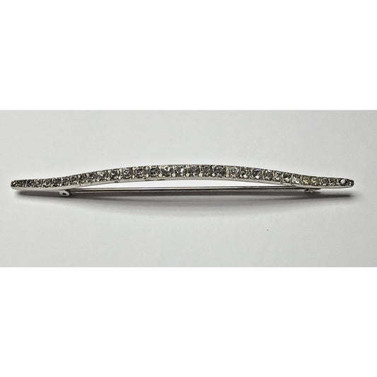 Vintage Crescent Moon Shape Large Rhinestone Brooch Bar Pin Celestial As Is