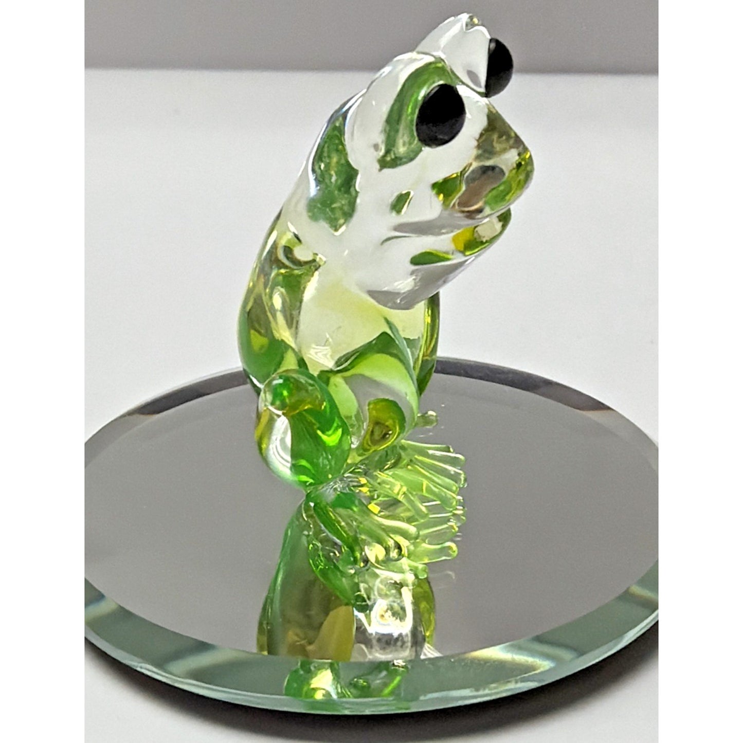 Vintage Glass Baron Green Frog On Mirror Smiling