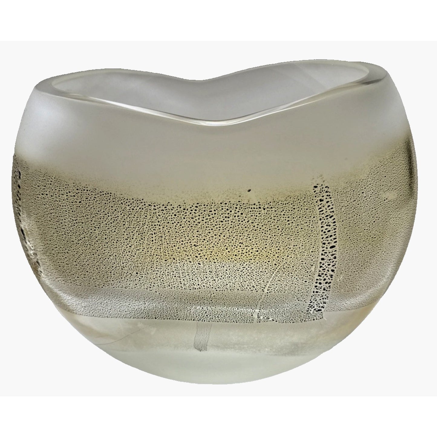 Murano Contemporary Rialto Acidato Gold Leaf Band Glass Vase Vessel Clear As-Is