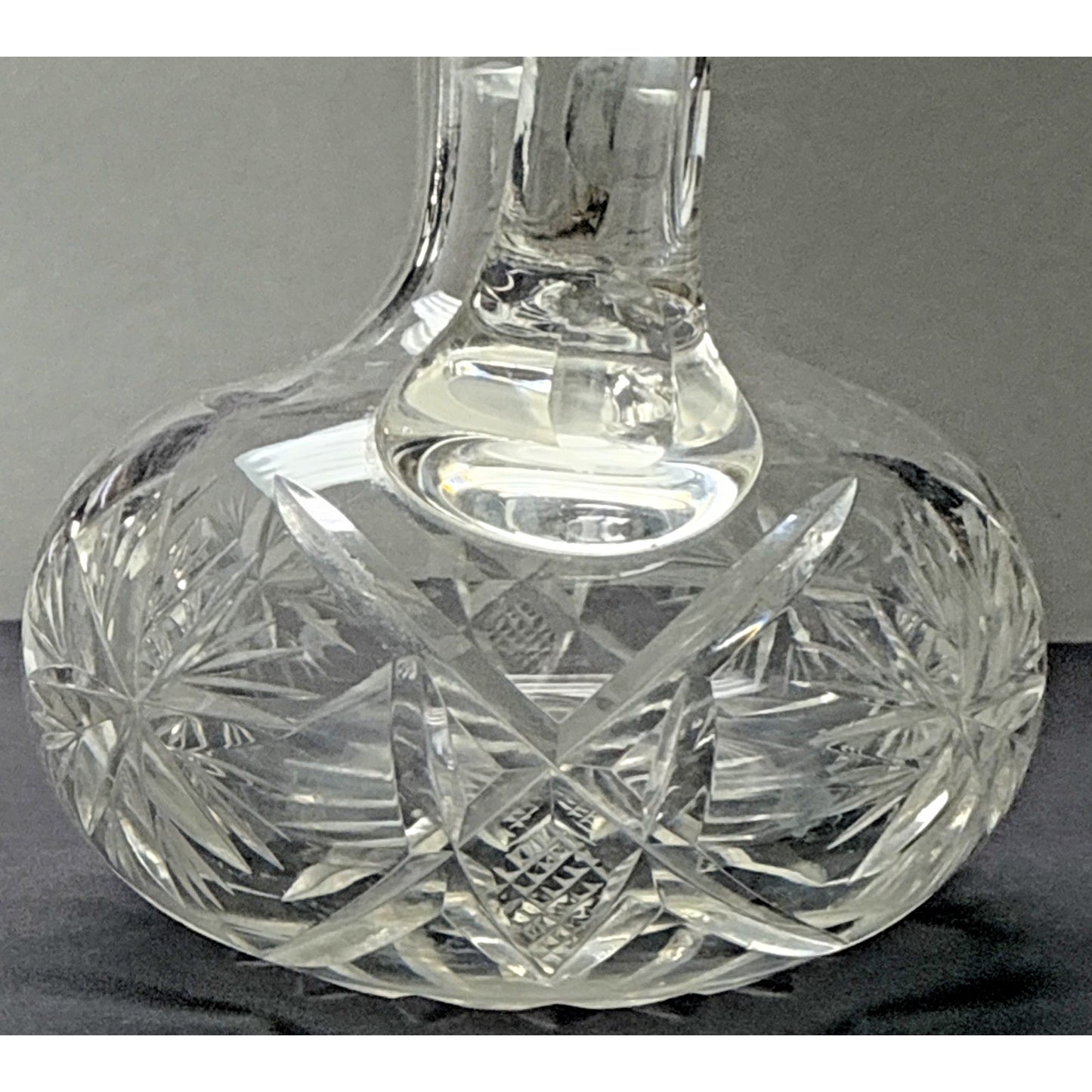 American Brilliant Cut Glass Cruet Oil Stopper Star Snowflake As Is