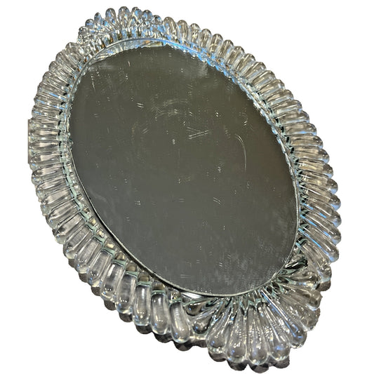 Vintage Ornate Glass Vanity Tray Dresser Mirror Aged Glass Fanned As Is