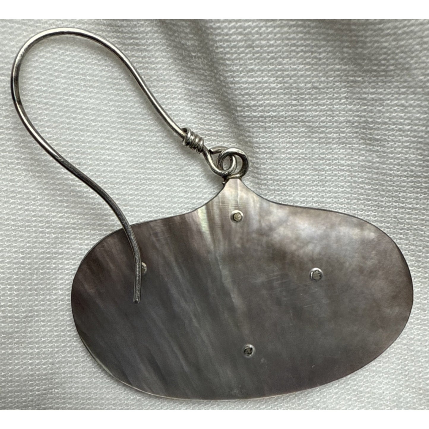 Vintage Sterling Silver Overlay Shell Nacre Earrings Large Ornate Filigree