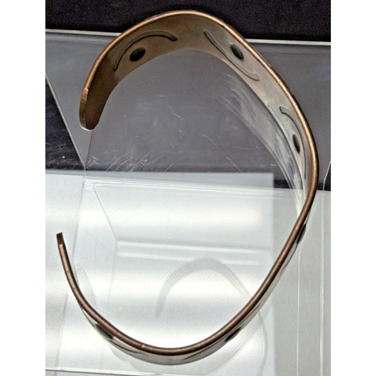 Solid Pure Copper Cuff Bracelet Adjustable Masonic Raised Eye Crescent Moon