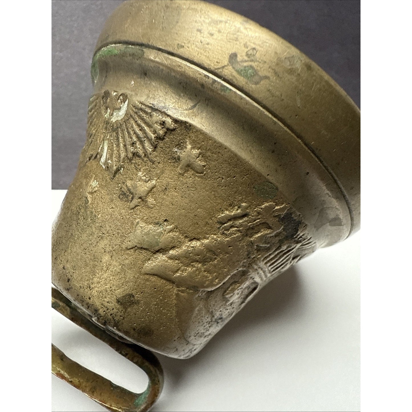 Antique US Army Camel Corps Brass Eagle Stars Bell As Is No Clapper