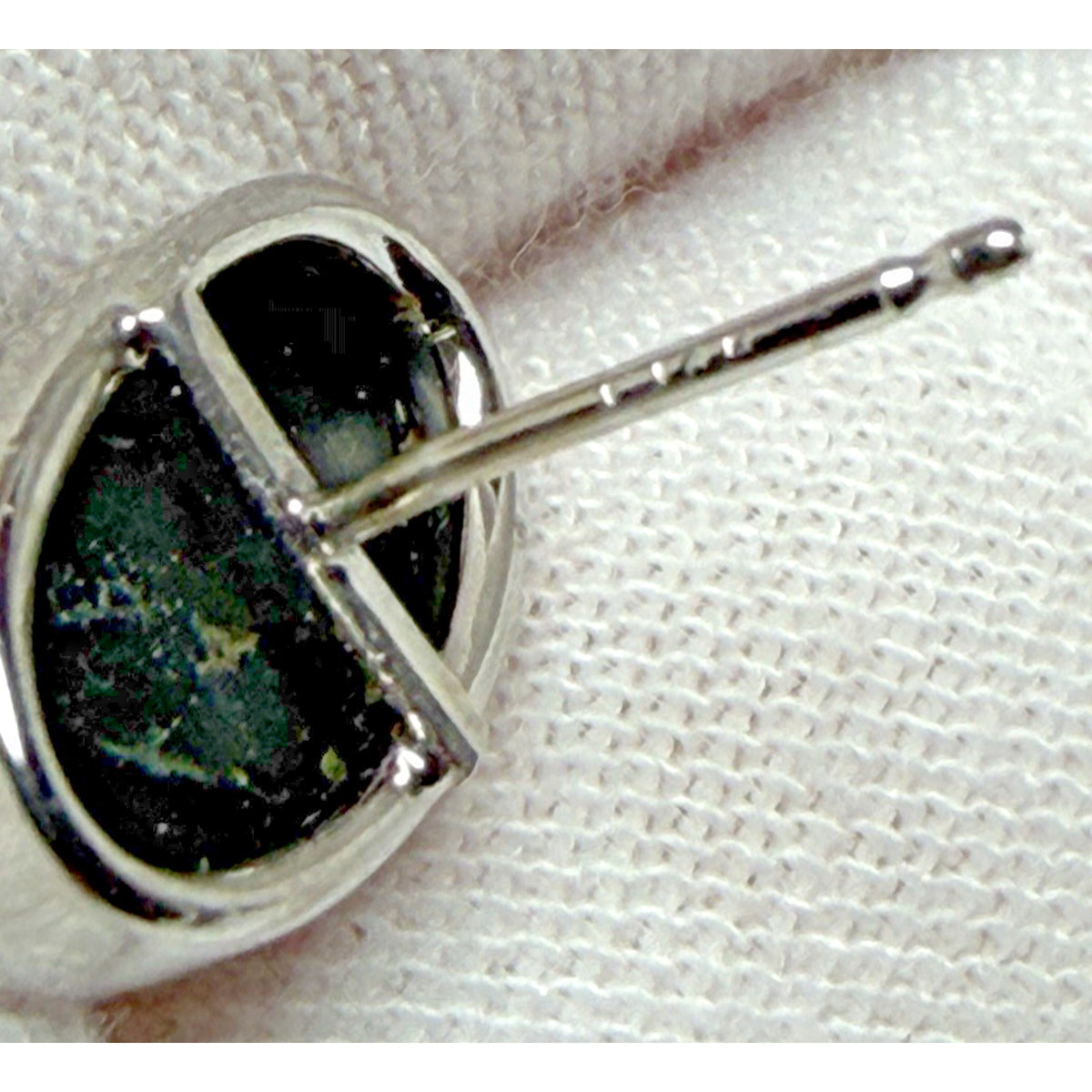 Vtg 10K 14K White Gold Shell Abalone Carved Etched Cameo Stud Earrings As Is