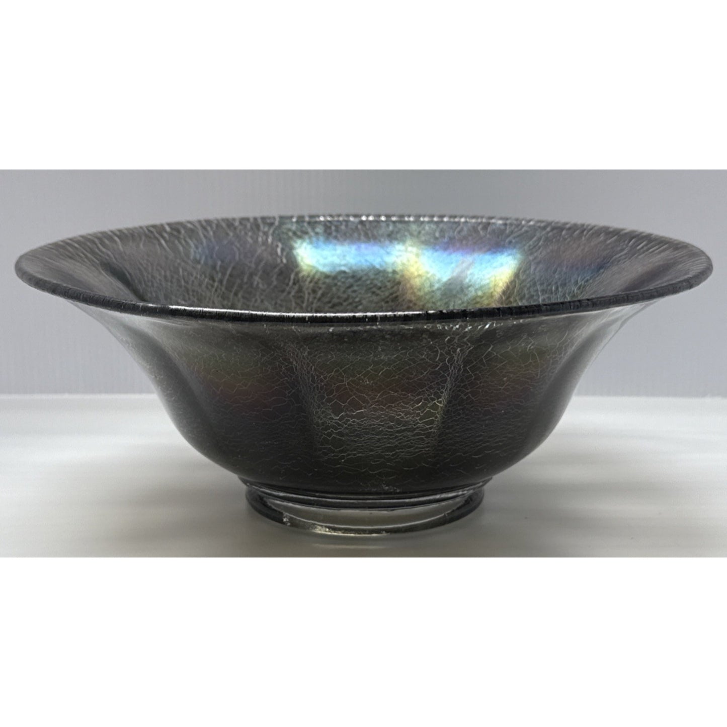 Vintage Imperial Glass Smoke Carnival Stretch Wide Panel Bowl Flare Rim As Is