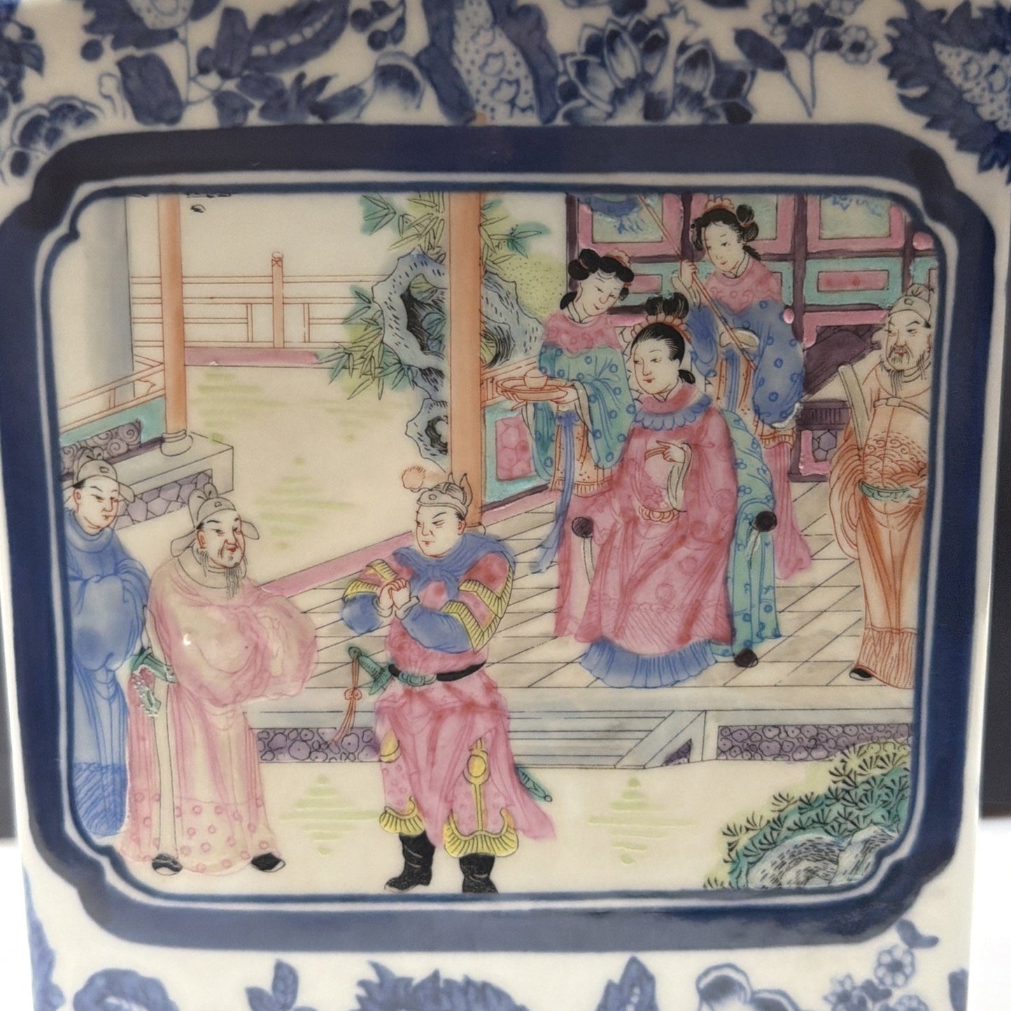 Vintage Bombay Co Canister Chinese Famille Rose Blue White Chinoiserie Large Jar