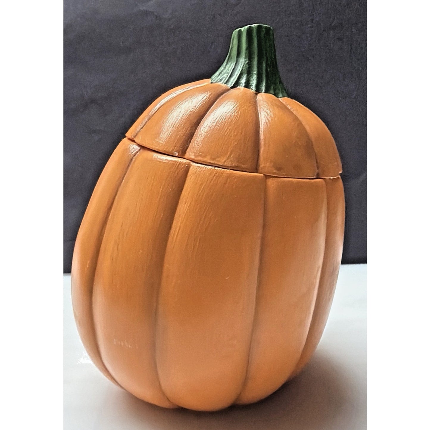 Vintage Anthropomorphic Pumpkin Face Ceramic Figurine Hand Painted Jar As Is