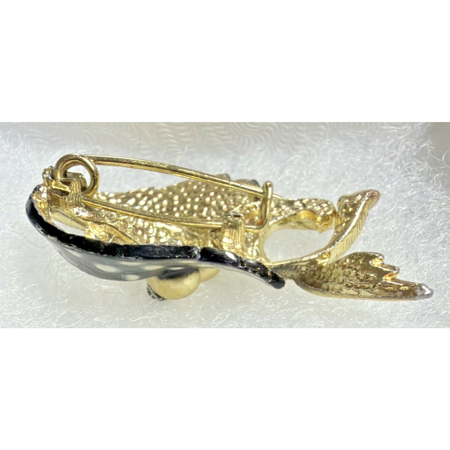 Vtg Gold Tone Metal Prancing Dancing Poodle Dog Brooch Polka Dot Painted Enamel