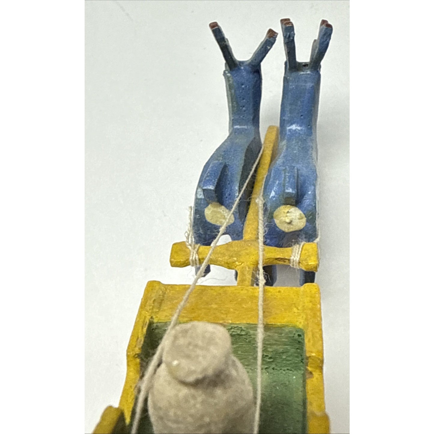 Old Erzgebirge Putz Toy Miniature Wood Santa Sleigh Reindeer Bag Christmas As-Is