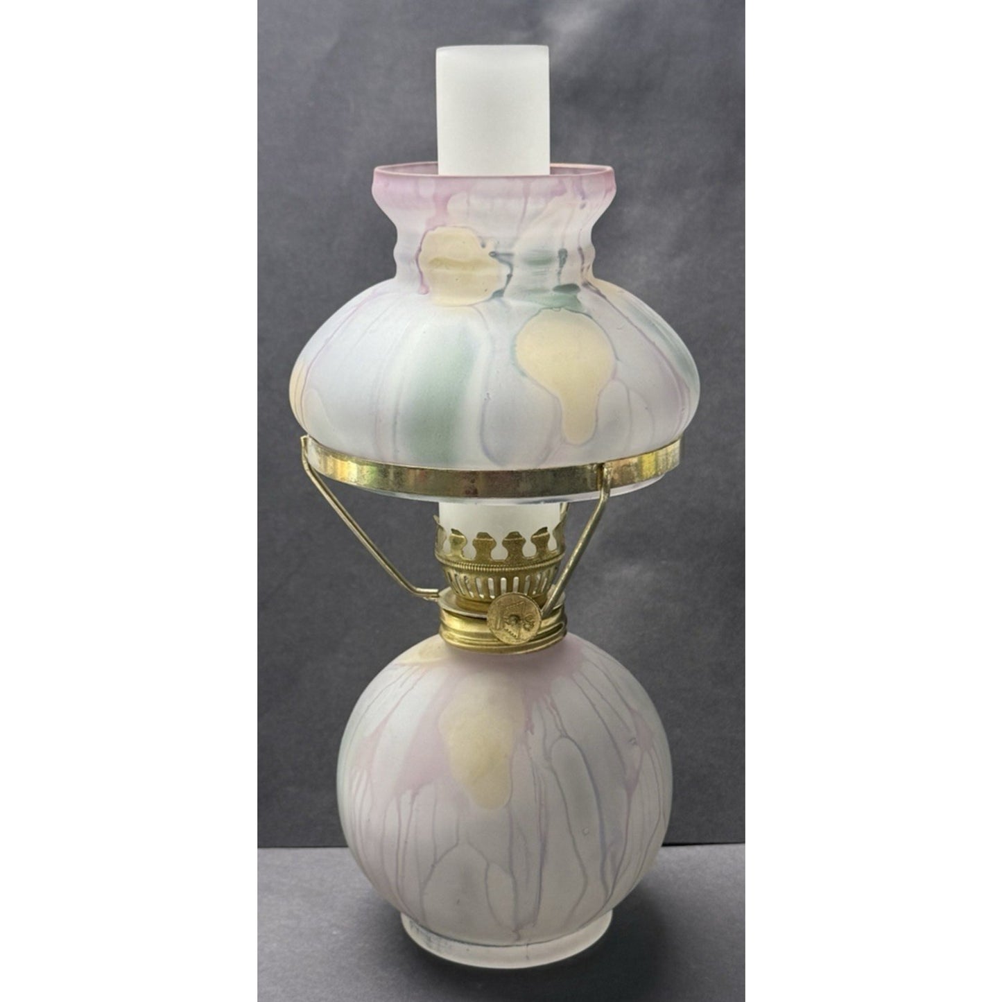 Art Nouveau Rueven Art Hand Painted Glass Miniature Oil Lamp As-Is