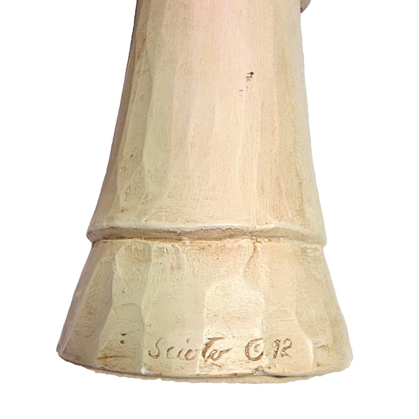 Vintage Scioto Ceramic Hand Painted Pencil Statue Angel Holding Wreath As Is