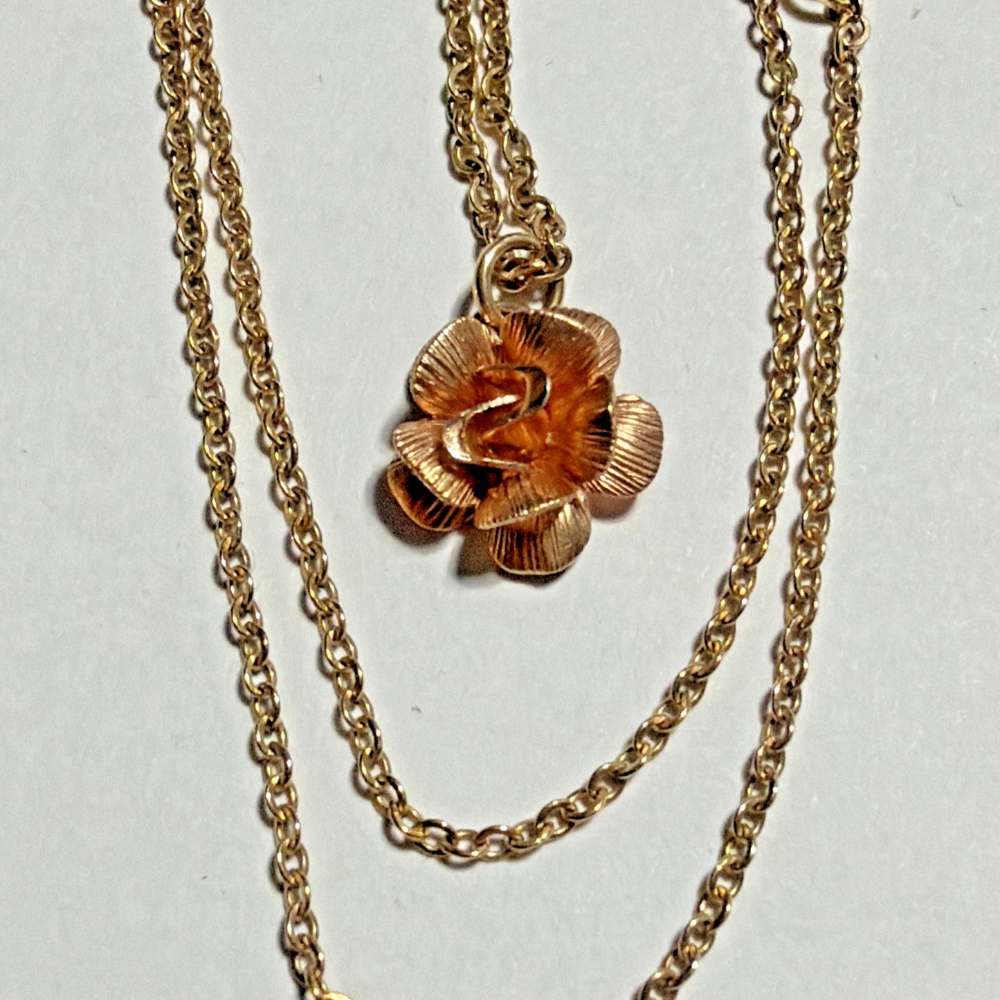 Vintage Krementz Rose Yellow Gold Overlay Rose Rosebud Pendant Necklace