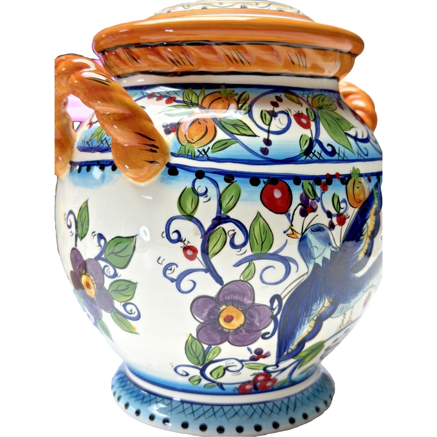 Dario Farrucci Designs Villa Paradiso Canister Cookie Jar Handles 9.25 in
