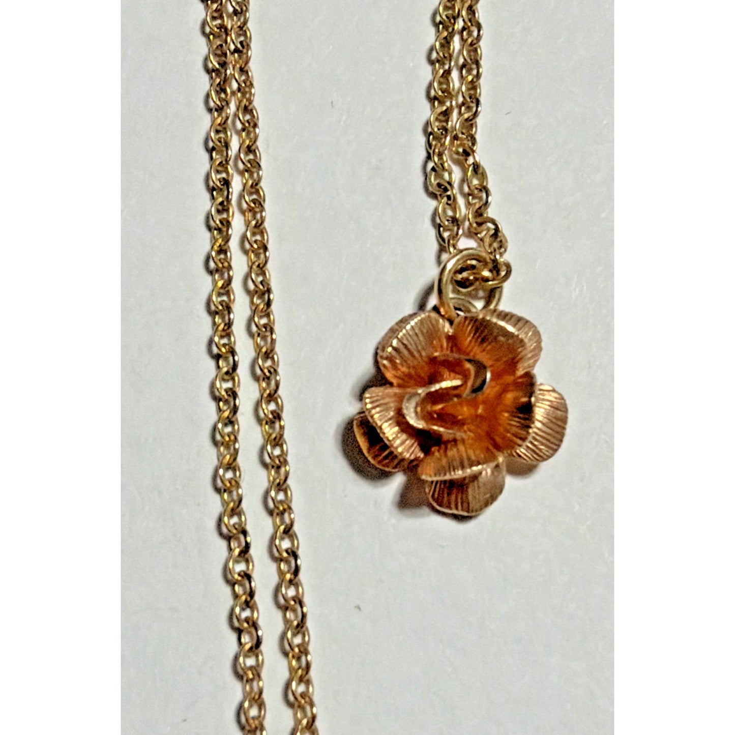 Vintage Krementz Rose Yellow Gold Overlay Rose Rosebud Pendant Necklace