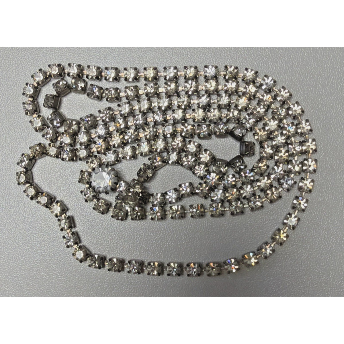 Vtg Rhinestone Tennis Cup Chain Necklace Belt Silver Tone Endless Opera Flapper