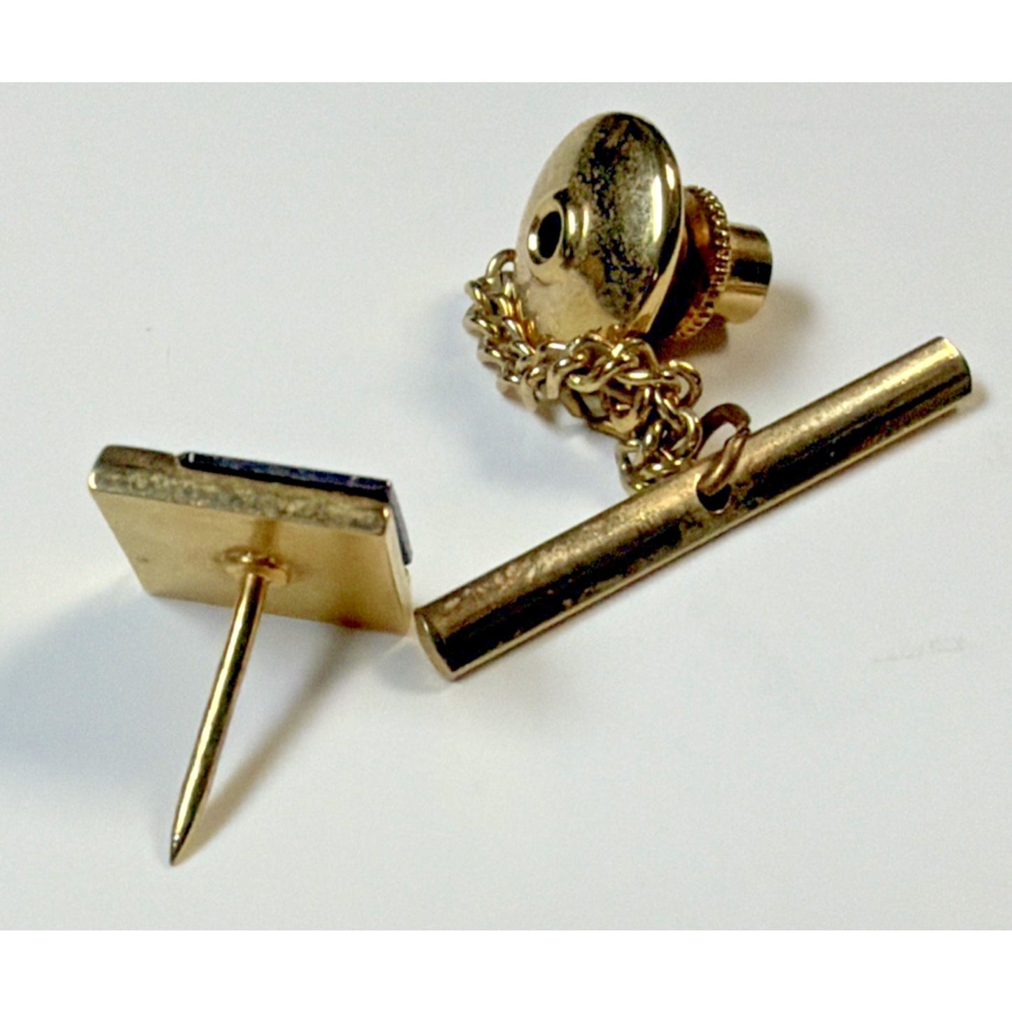 Vintage Pierre Cardin Square Black Lined Gold Tone Tie Bar Pin Tack