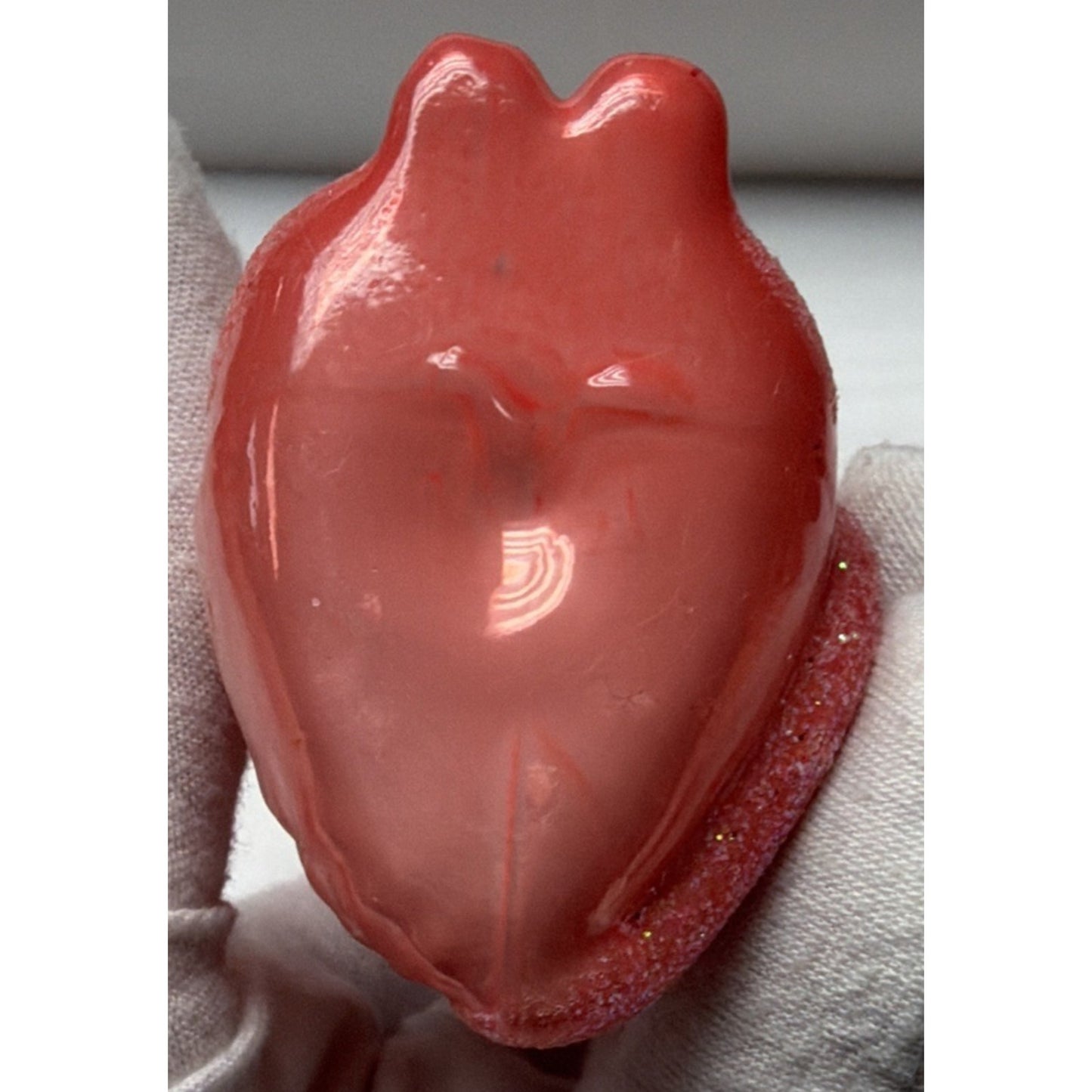 MCM Cody Foster Kitschy Kitten Glass Cat Ornament Coral Glitter