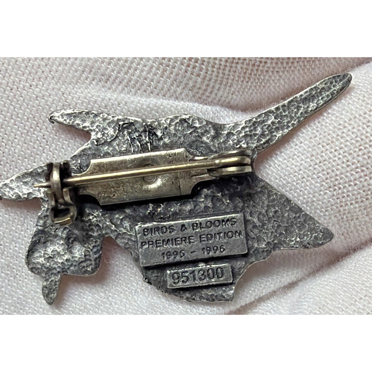 Vintage Birds and Blooms Pewter Pin Hummingbird Brooch 1995 1996 Premier Edition