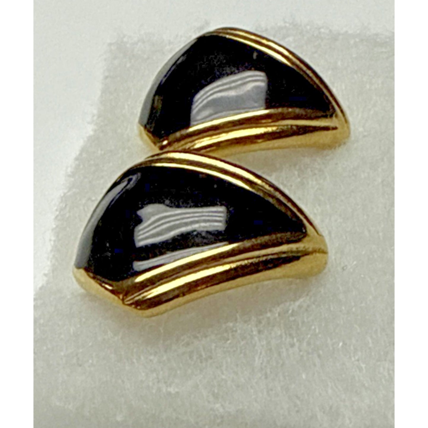 Vintage Monet Gold Tone Black Enamel Kite Shaped Earrings