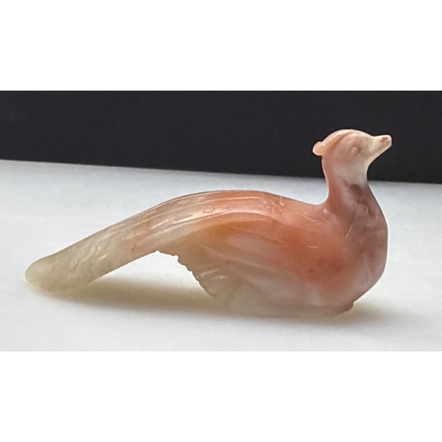 Old Chinese Hand Carved Hetian Jade Nephrite Bird Peacock Figurine Signed As Is