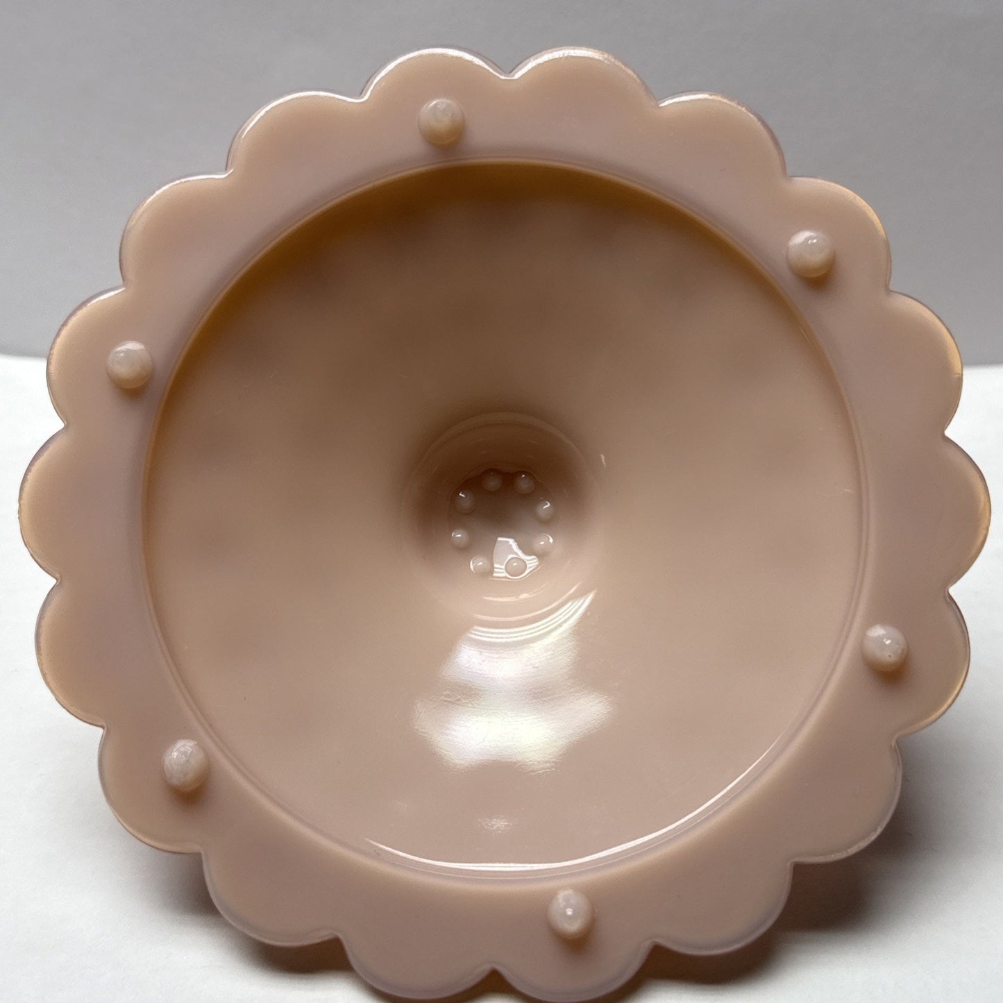 Rare Fenton Pastel Pink Rose Milk Glass Hobnail Candy Dish Powder Jar Lid As-Is