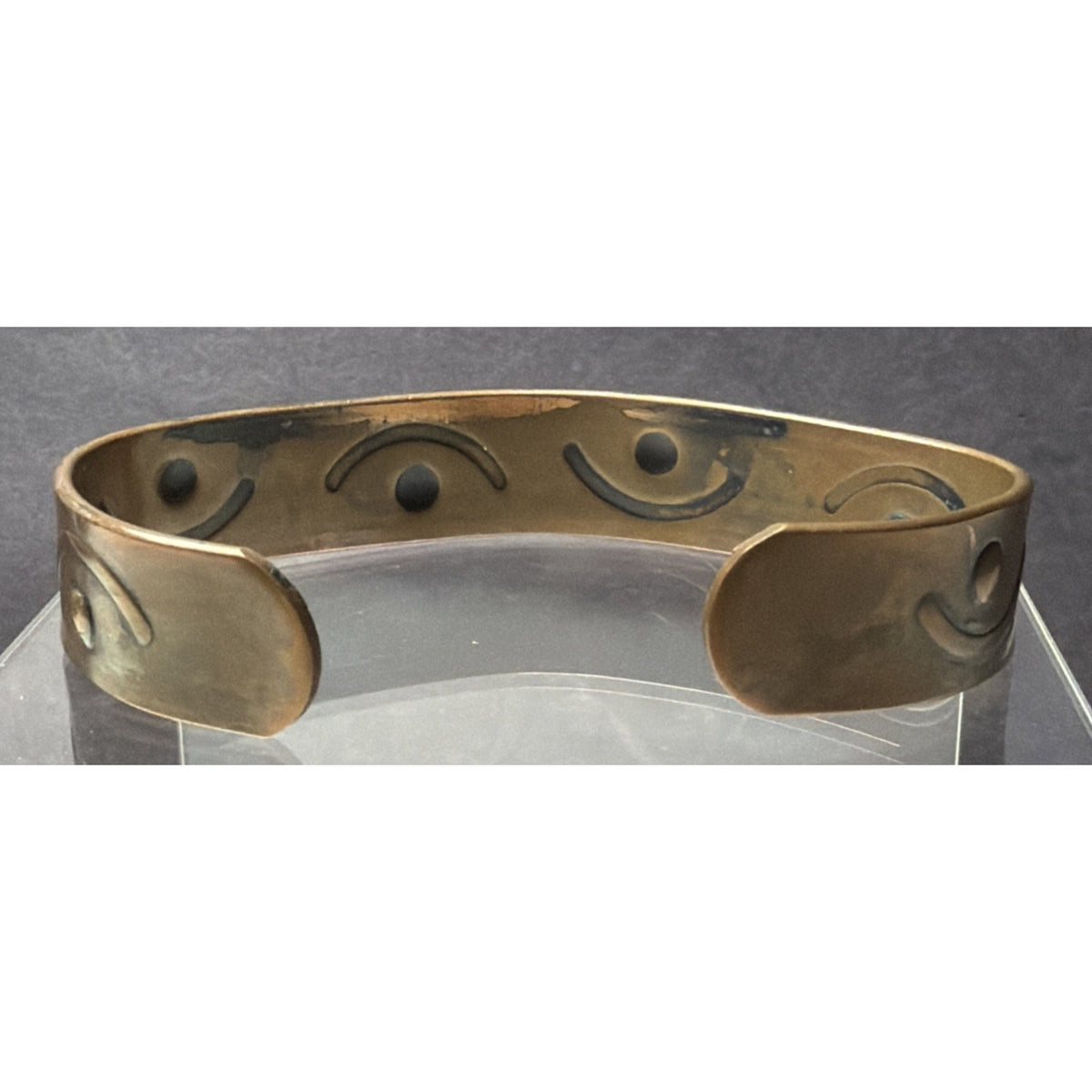 Solid Pure Copper Cuff Bracelet Adjustable Masonic Raised Eye Crescent Moon