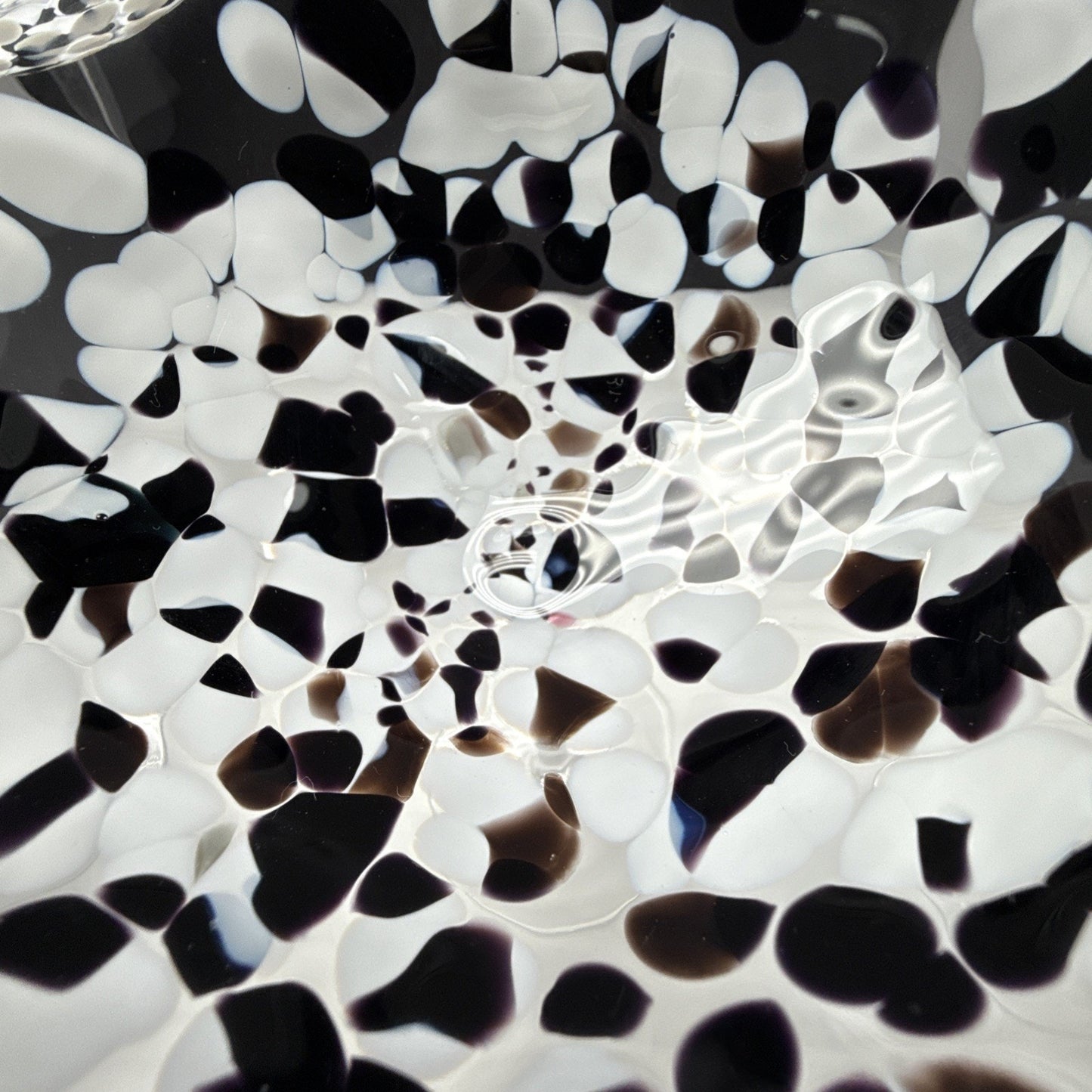 Lot of 4 Krosno Poland Long Stem Champagne Coupe Black White Mottled Marbled