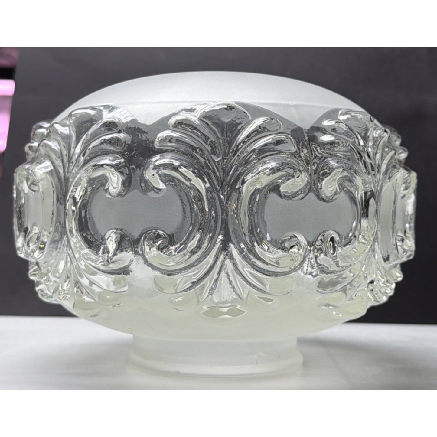 Hollywood Regency Glass Ceiling Light Lamp Globe Shade Satin Ornate Puffy As Is