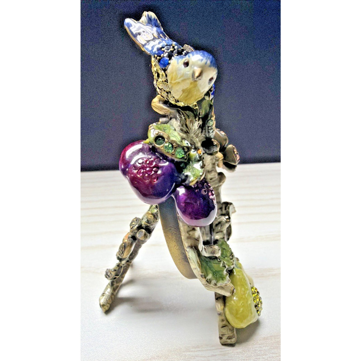 Jay Strongwater Skylar Mini Frame Bird Floral Enamel Swarovski Crystal As Is