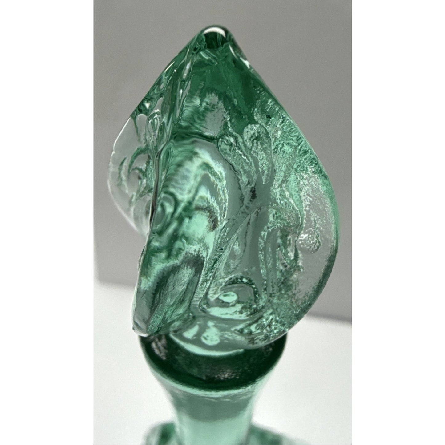 Vintage Fenton Glass Bell Sea Mist Green Pacific Swirl Ruffled Edge As Is