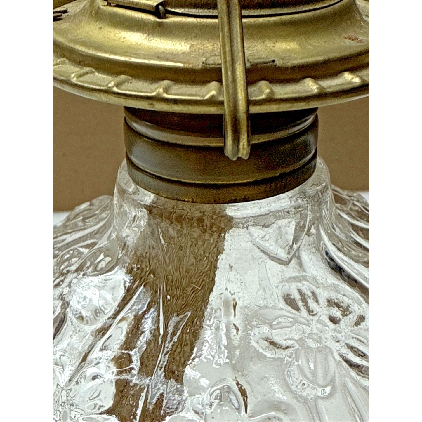 Antique EAPG Plume Atwood Triple Flower Forget Me Not Mini Oil Lamp Eagle Mfg Co