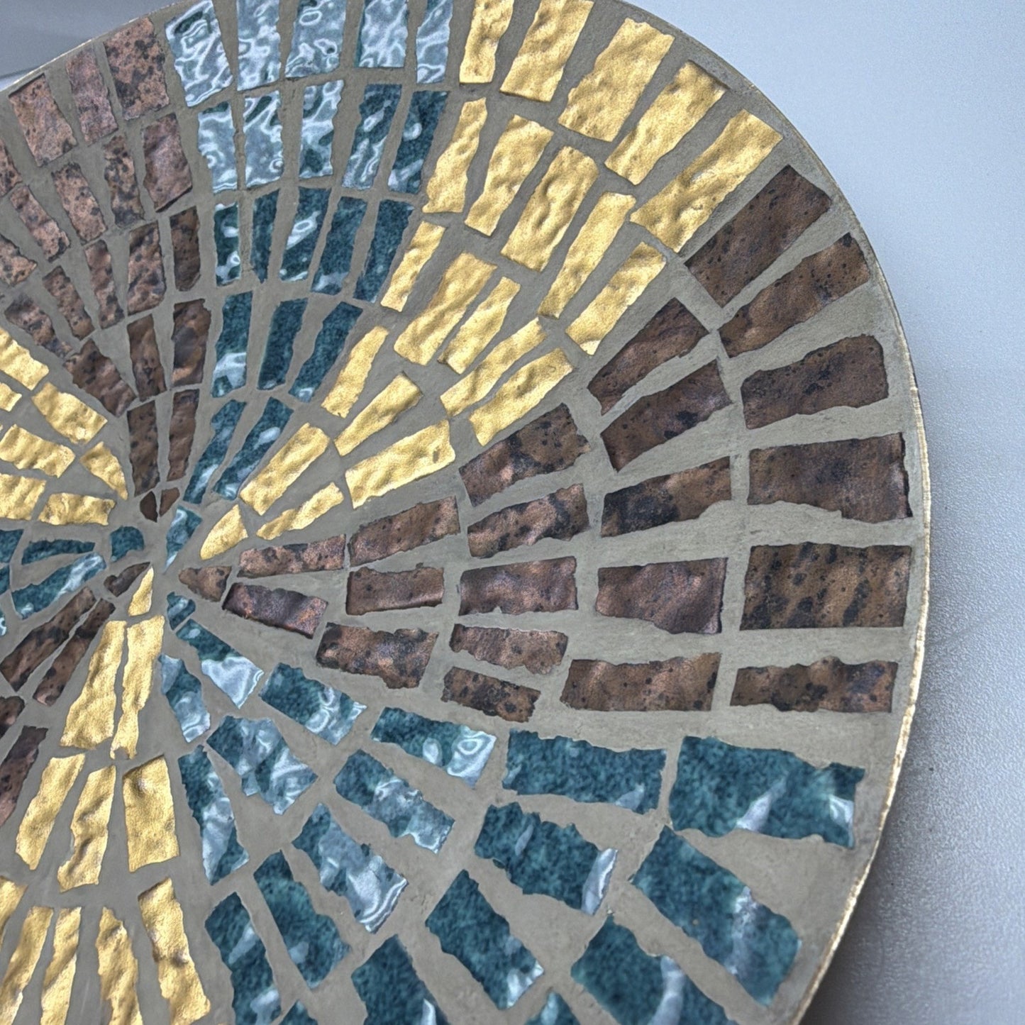 MCM Mosaic Tile Plate Abstract Blue Brown Gold Ceramic Metal