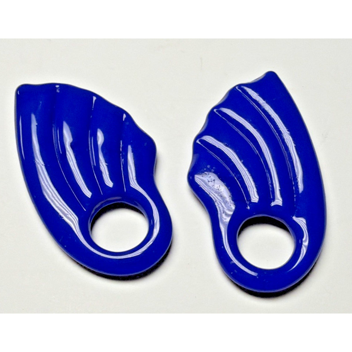 Vintage Cobalt Blue Glass Door Knocker Earrings Fan Wing Chunky As Is No Backs