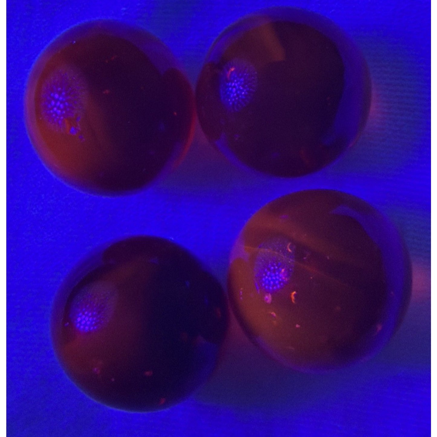 Vintage Lot of 4 Clear Ruby Red Cadmium Slag Glass Marbles UV Reactive As Is