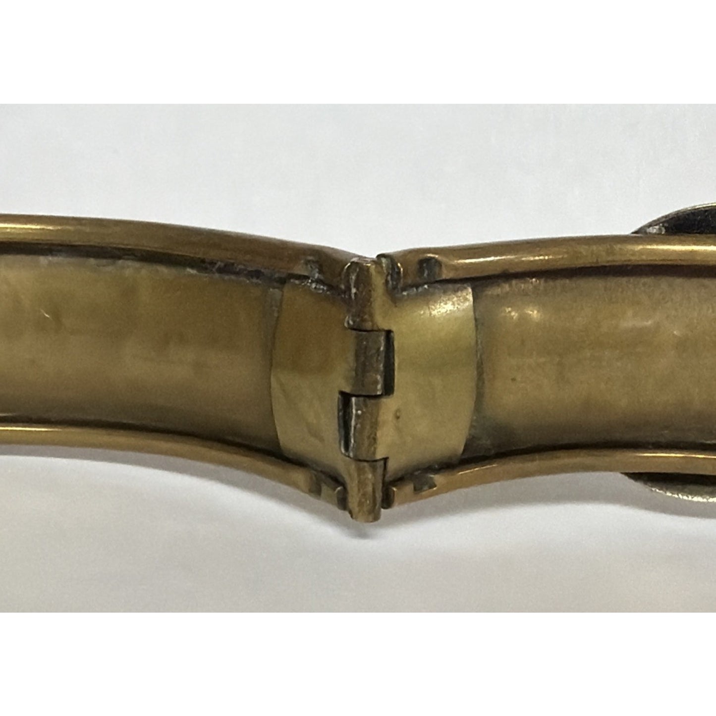 Victorian Brass Hinged Embossed Cuff Bracelet Mixed Metal Concho Western As Is