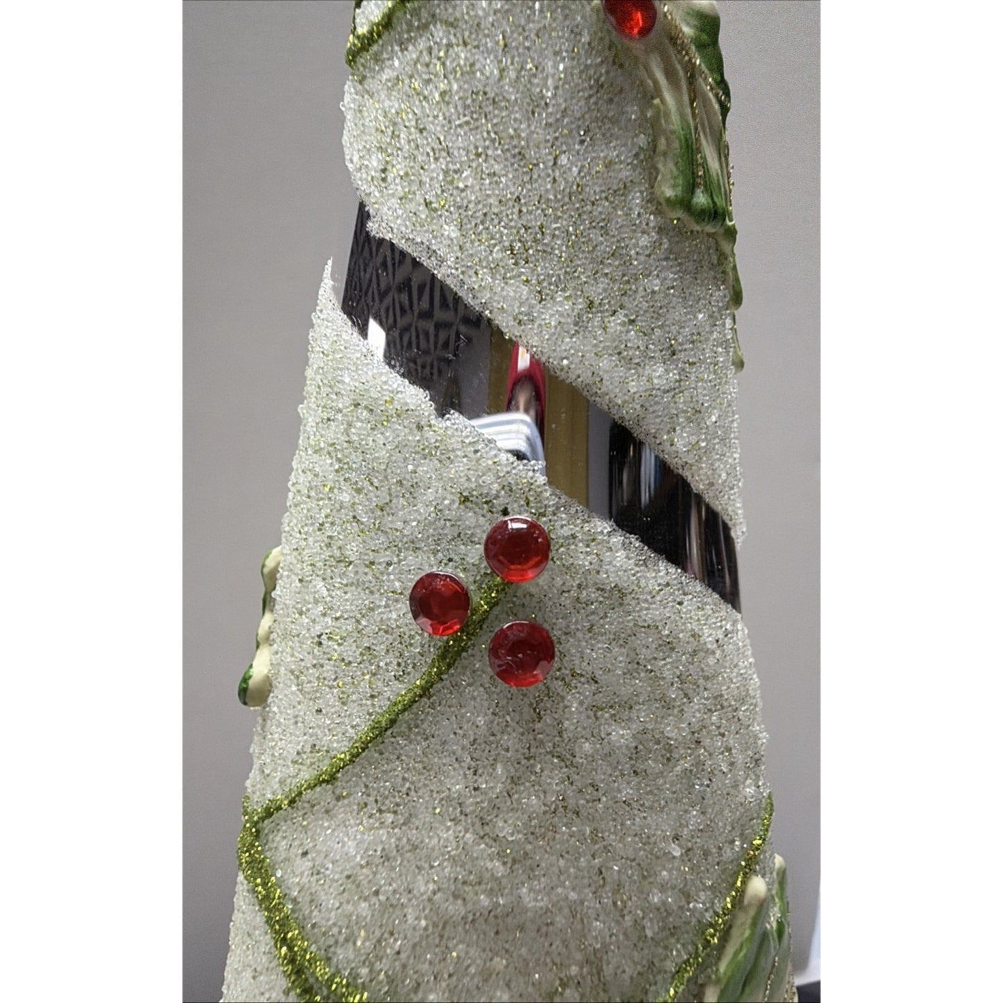 Mercury Clear Glass Light Up Christmas Tree Glass Beads Holly Berry Leaves As Is